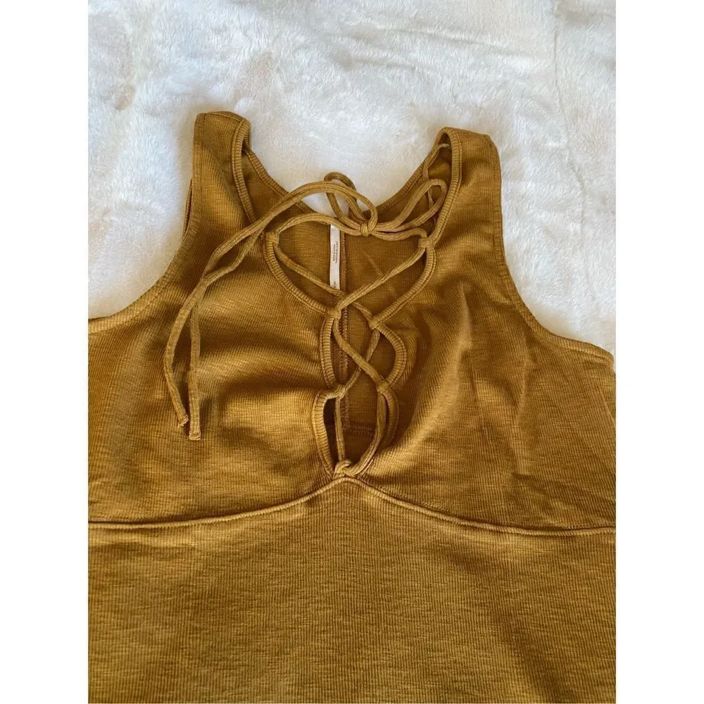 Free People Brown Criss Cross Tie Tank Top. Size Small. Excellent Condition!